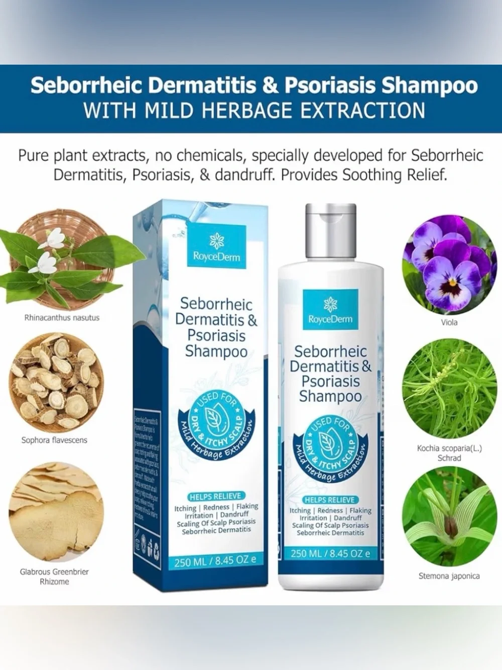 RoyceDerm Seborrheic Dermatitis & Psoriasis Shampoo 250mL EXP 2027 New / Sealed